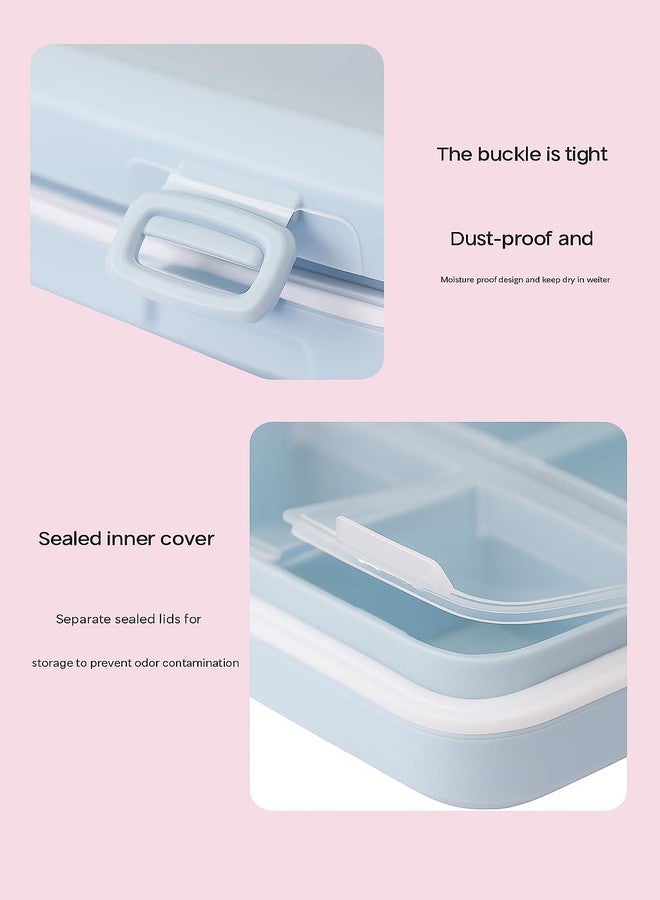 Shrux علبة حبوب محمولة من شروكس، علبة تنظيم حبوب سفر مستطيلة الشكل بستة أقسام، منظم أدوية يومي بغطاء محكم الإغلاق، مصنوعة من بلاستيك خالٍ من مادة BPA، علبة تخزين حبوب صغيرة للجيب للطوارئ - قطعة واحدة - Image 5